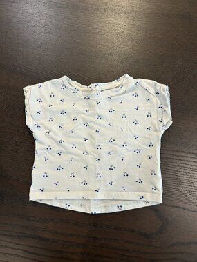 Emile et Ida Organic Cotton T-shirt Ecru Blue Cherry - 18M